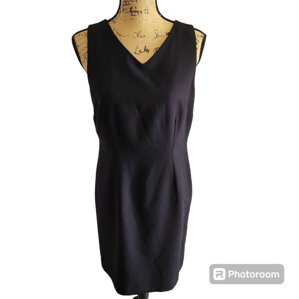 Amanda Smith Petites Sleeveless Dress Womens SZ 10P Black Corporate Office Work‎
